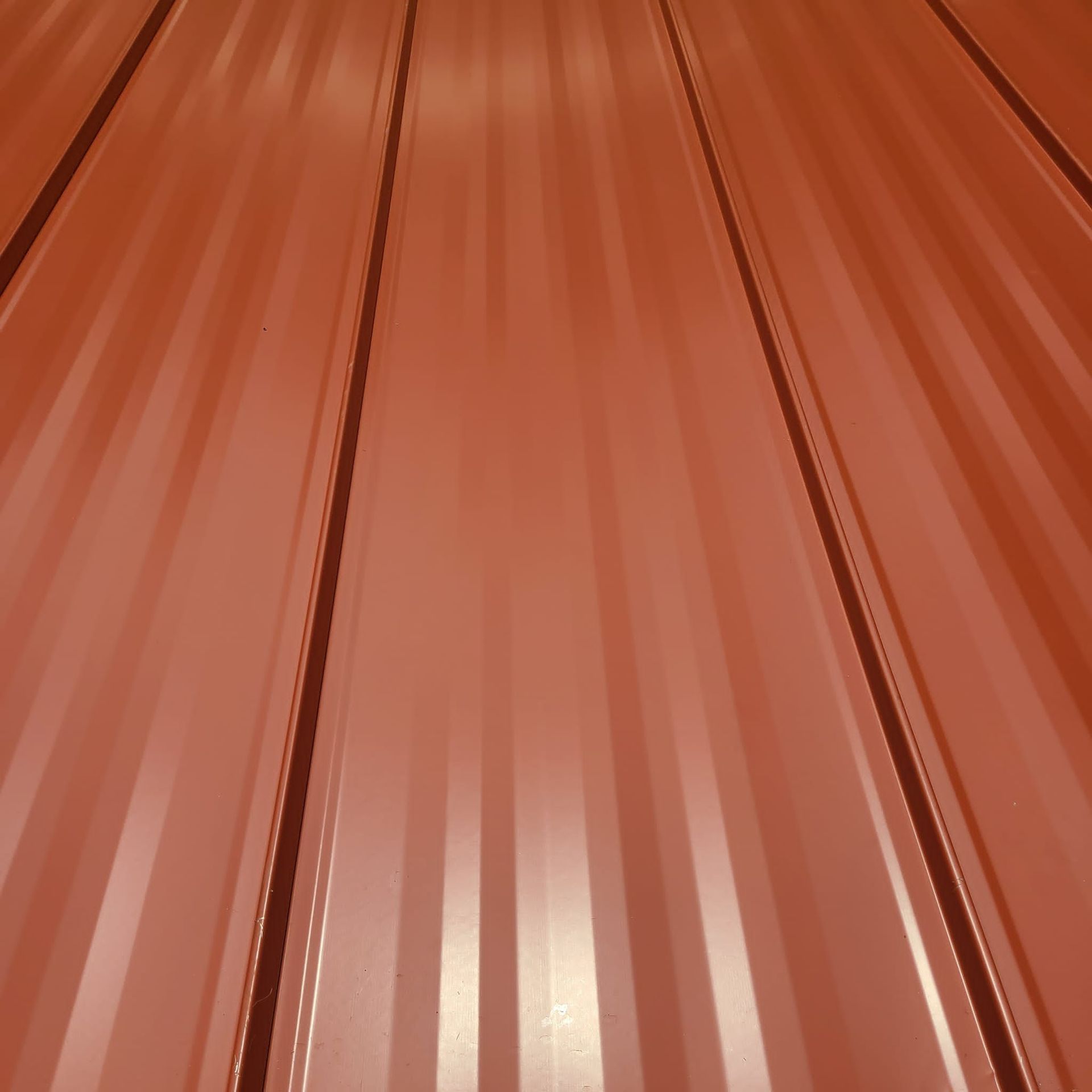 Red corrugated metal roofing.