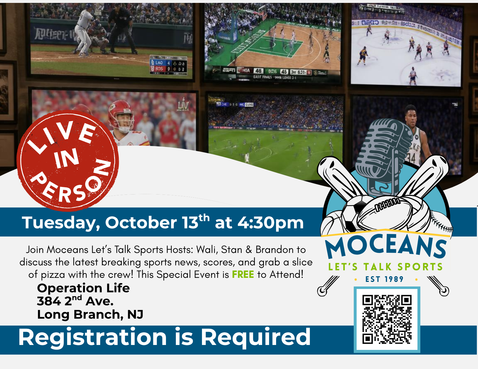 MOCEANS Let's Talk Sports Live In-Person at Operation Life 