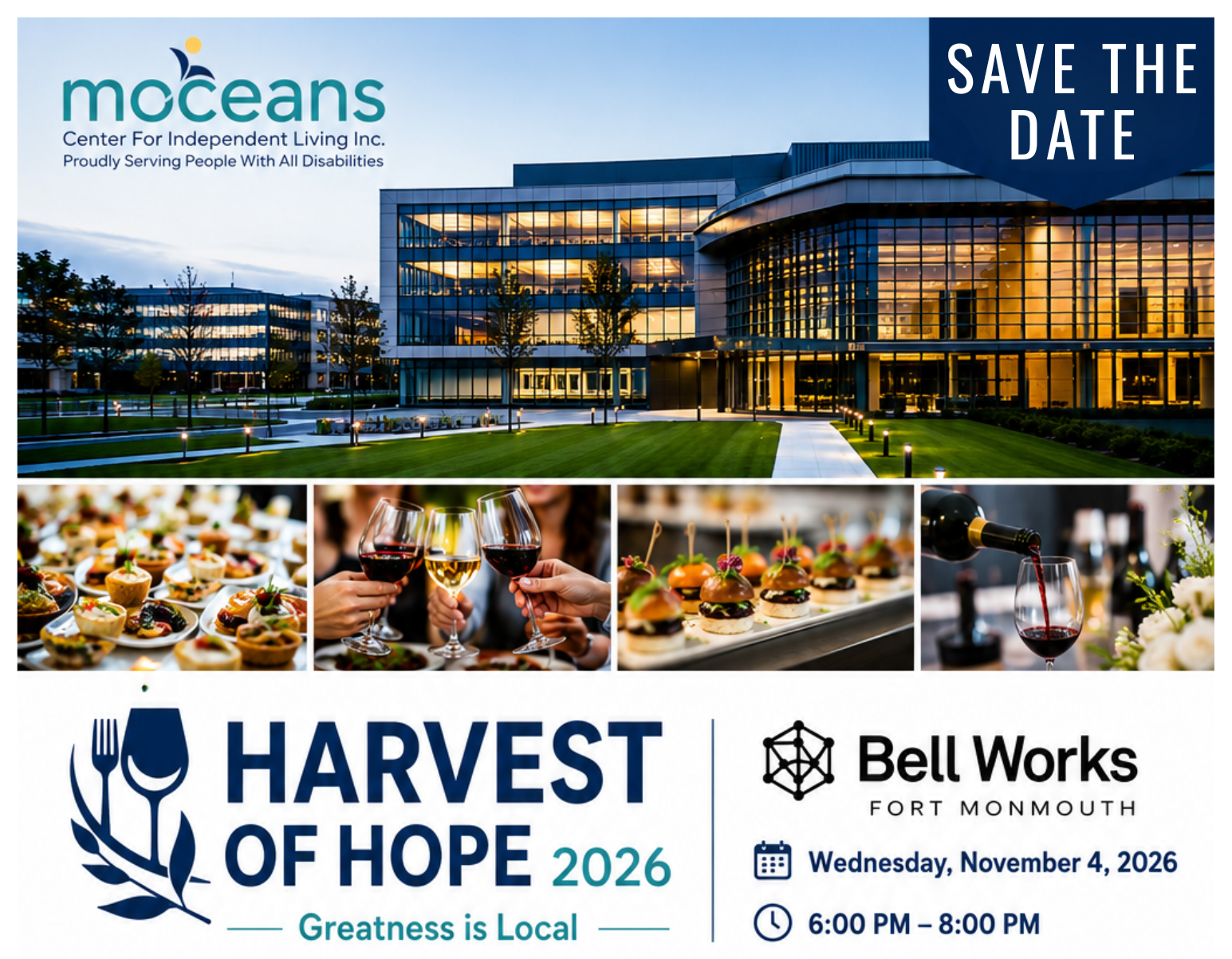 Save the Date for the Moceans Harvest of Hope November 4, 2026 6-8 at Bell Works Fort Monmouth