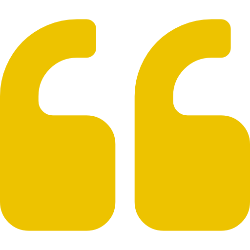 Yellow quotation marks, used to indicate a quote or direct speech.
