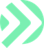 Green and white abstract logo with a circle and angled arrow shapes.