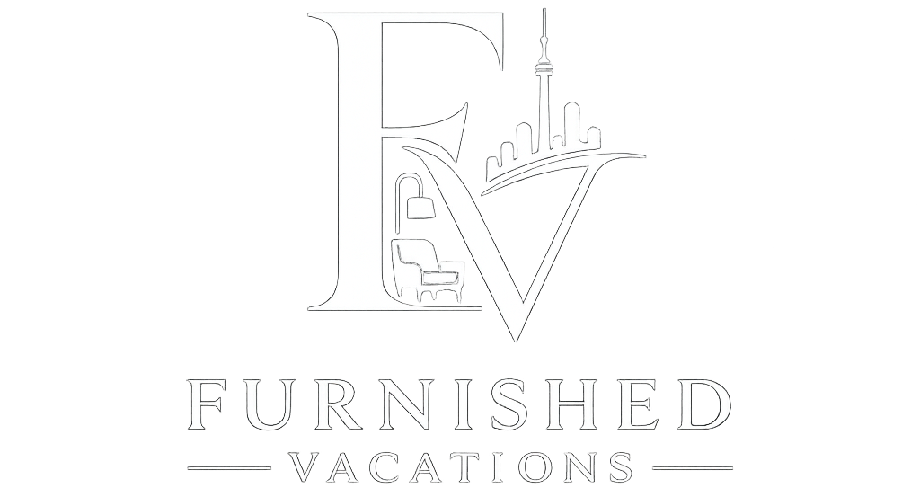 B&W logo reading “Furnished Vacations” with a stylized FV monogram above the text