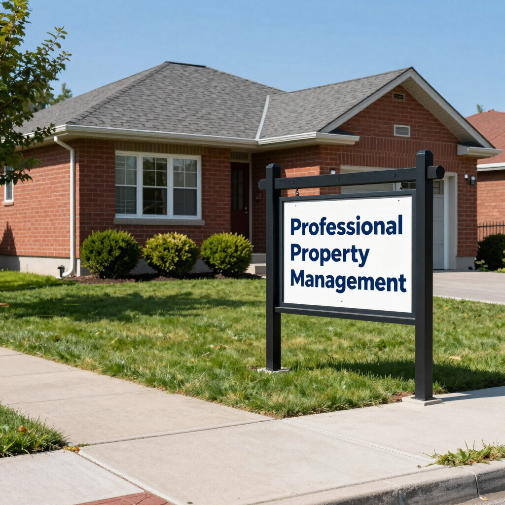 Brick house with lawn sign reading “Professional Property Management”