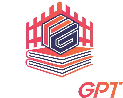 Red and navy logo of stacked books with a cube above, plus partial “GPT” text