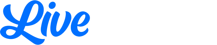 Blue “Live” logo with white script text