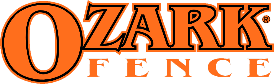 Ozark Fence logo in orange and black with a stylized large O and fence graphic