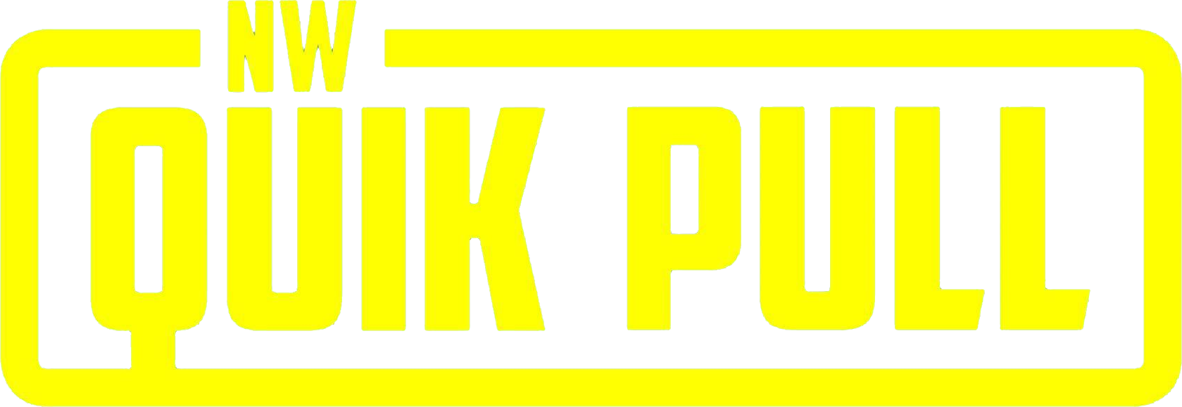 Yellow “QUIK PULL” text logo with small “NW” above it on a white background