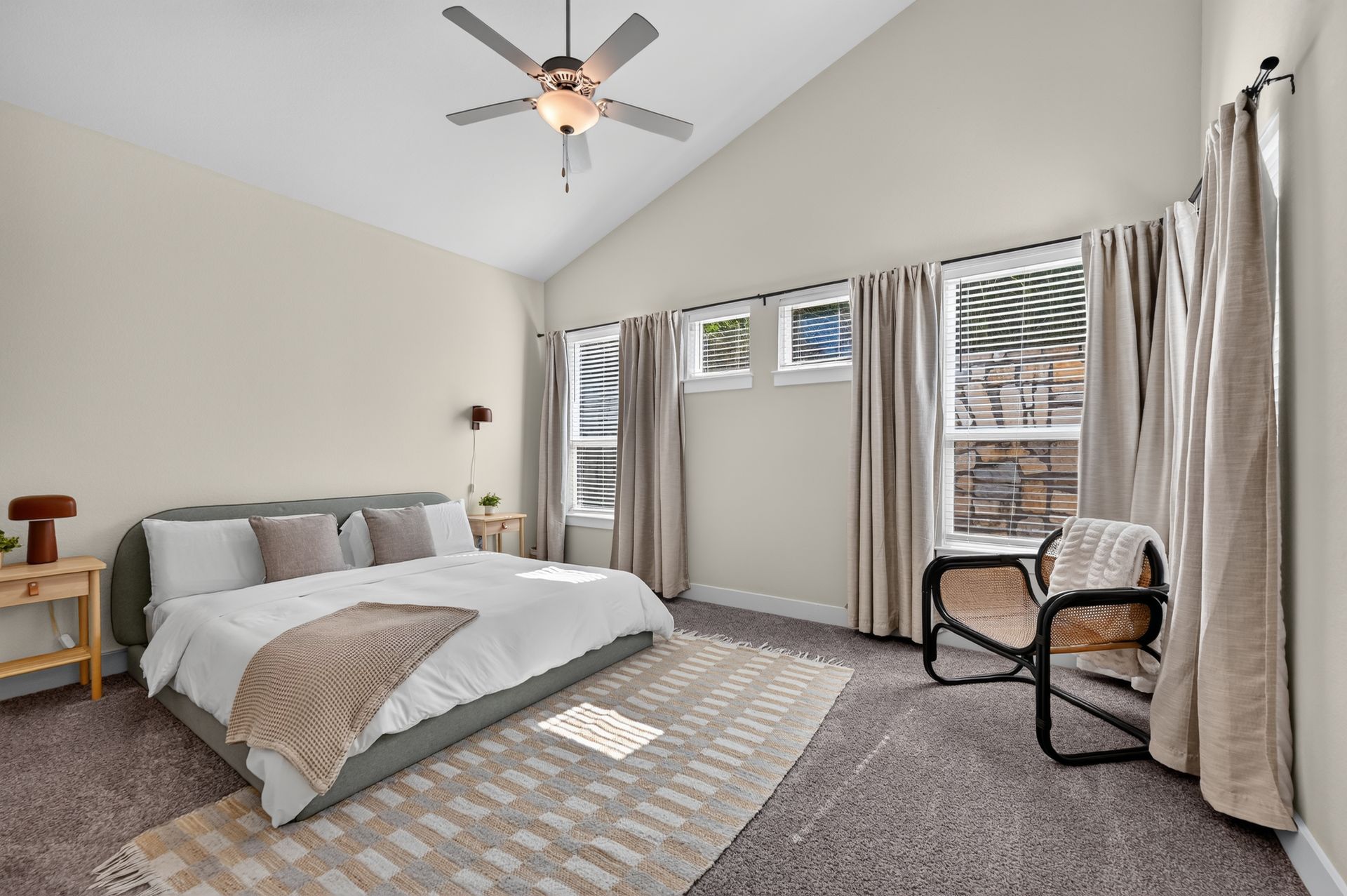 Calm, comfortable bedroom in a Morada Group home