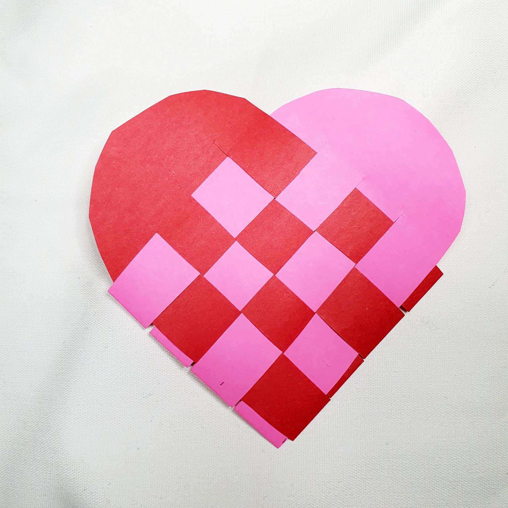 paper heart in pink and red
