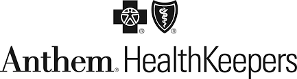 Anthem HealthKeepers logo: text and two icons, one a cross, the other a shield with a snake.