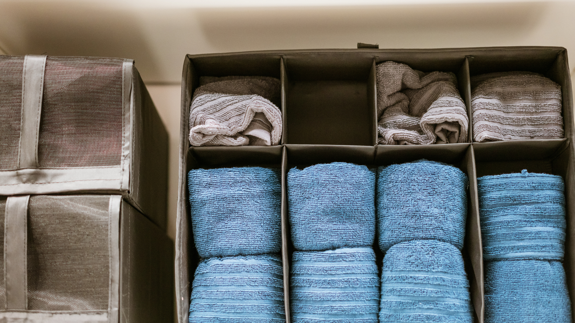 clean bar mops and shop towels storage shelves