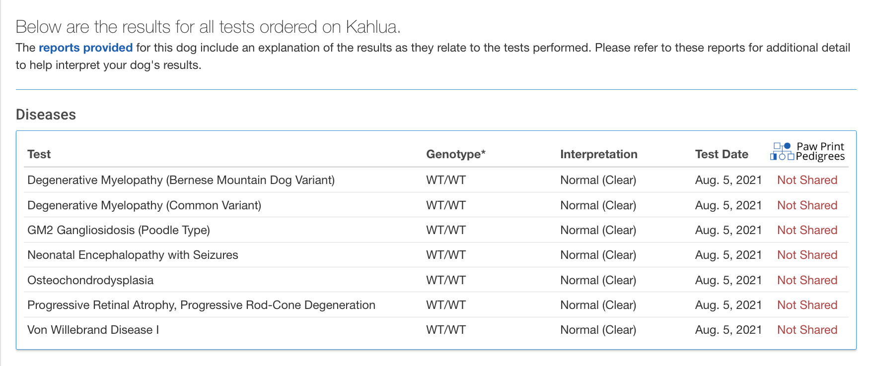 Breed relevant genetic health testing for a mini bernedoodle female