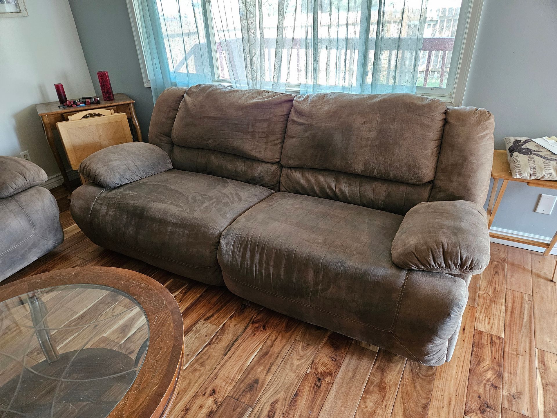 cleaned brown microfiber couch