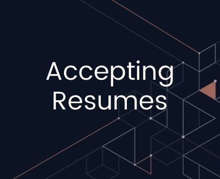 A black background with the words accepting resumes on it.