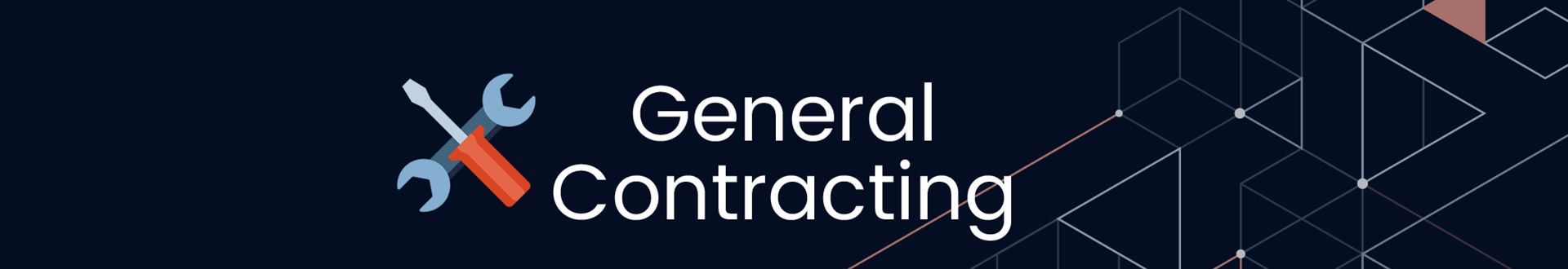 A blue background with the words `` general contracting '' and a wrench.