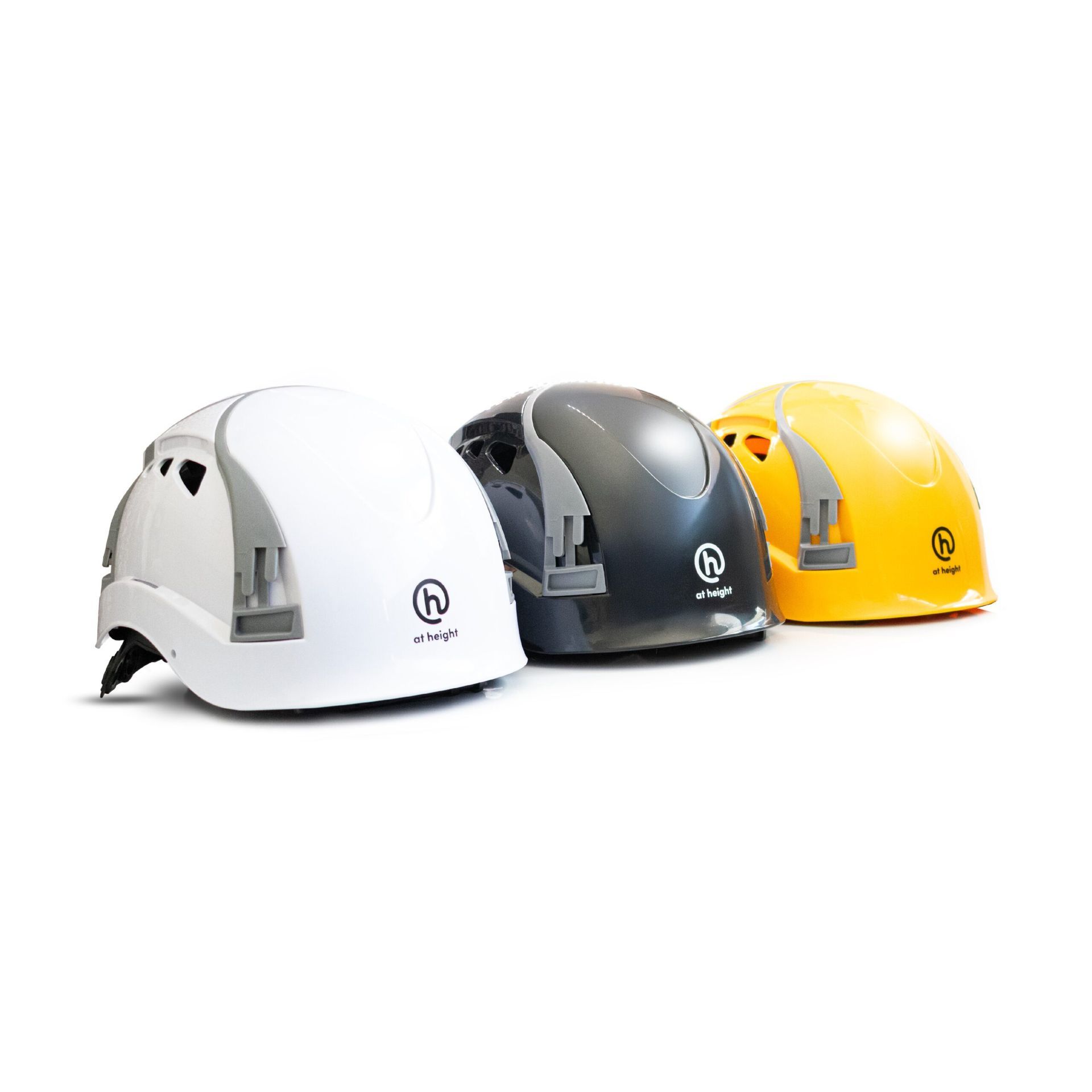Three Hard Hats in White, Grey, and Yellow — Stihl Shop Atherton In Atherton, QLD