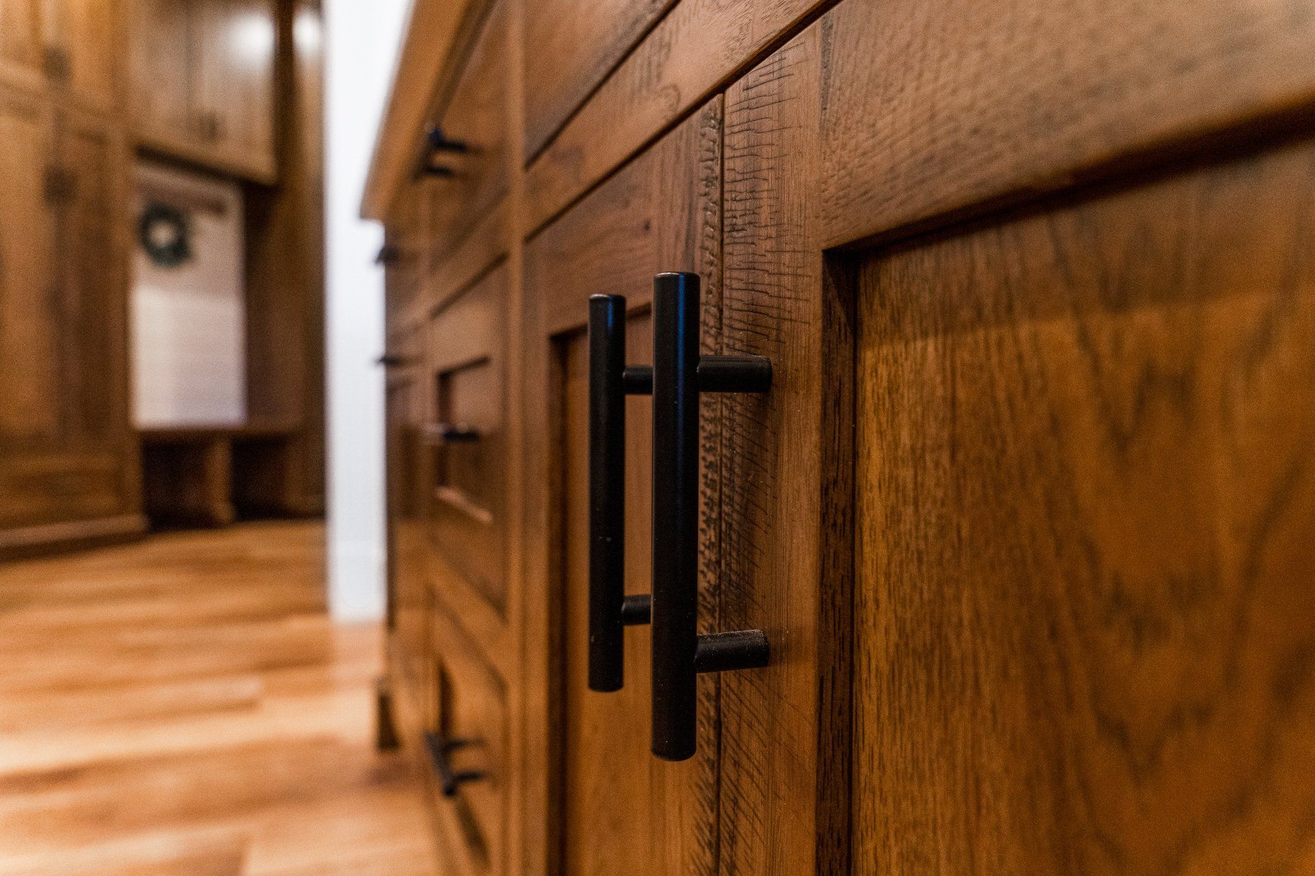Dark wood with black accents, OH
