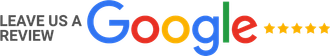 “Leave us a Google review” banner with Google logo and five gold stars