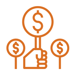 Una mano sostiene un signo de dólar frente a tres signos de dólar.