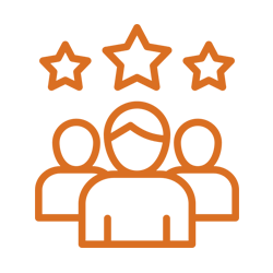 Un grupo de personas paradas una al lado de la otra con tres estrellas a su alrededor.