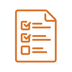 Un icono de una lista de verificación con tres marcas de verificación.
