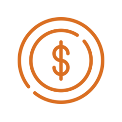 Un signo de dólar en un círculo sobre un fondo blanco.