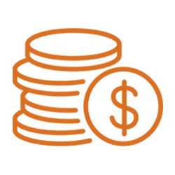 Una pila de monedas con un signo de dólar en el medio.