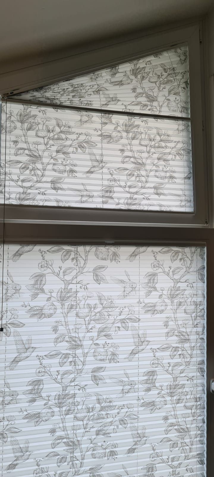 Eine Nahaufnahme eines Fensters mit Jalousien.