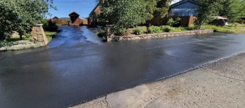freshly sealcoated driveway