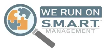 We Run on S.M.A.R.T Management – Implemented in partnership with IA Business Advisors, this business operating system aligns our vision, strategy, and execution through the S.M.A.R.T. framework: Specific, Measurable, Achievable, Relevant, and Timely. This structured approach ensures operational efficiency, accountability, and continuous improvement across our organization. Logo of We Run on S.M.A.R.T. Management.