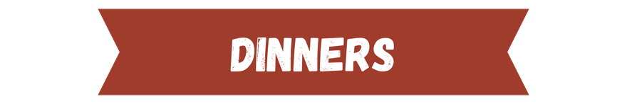 A red ribbon with the word dinners on it.