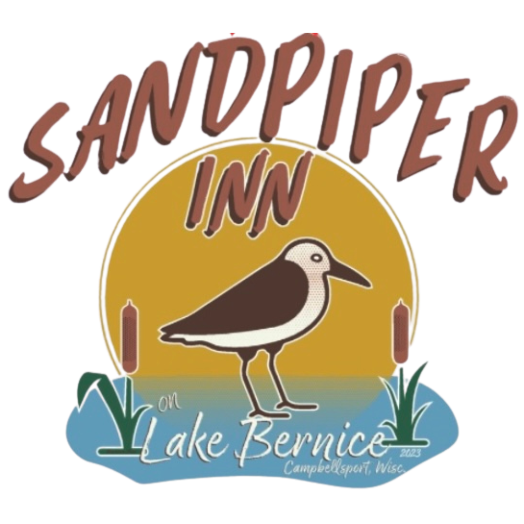 A logo for sandpiper inn lake bernice with a bird
