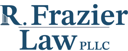 Logo for R. Frazier Law, PLLC, featuring a stylized column.