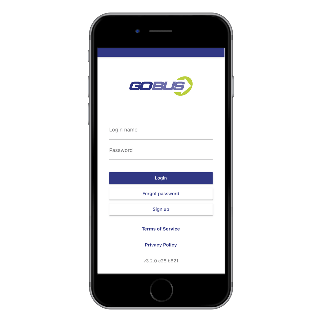 A cell phone with a gobus app on it.