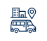Van near buildings and location pin. | Driver's Choice