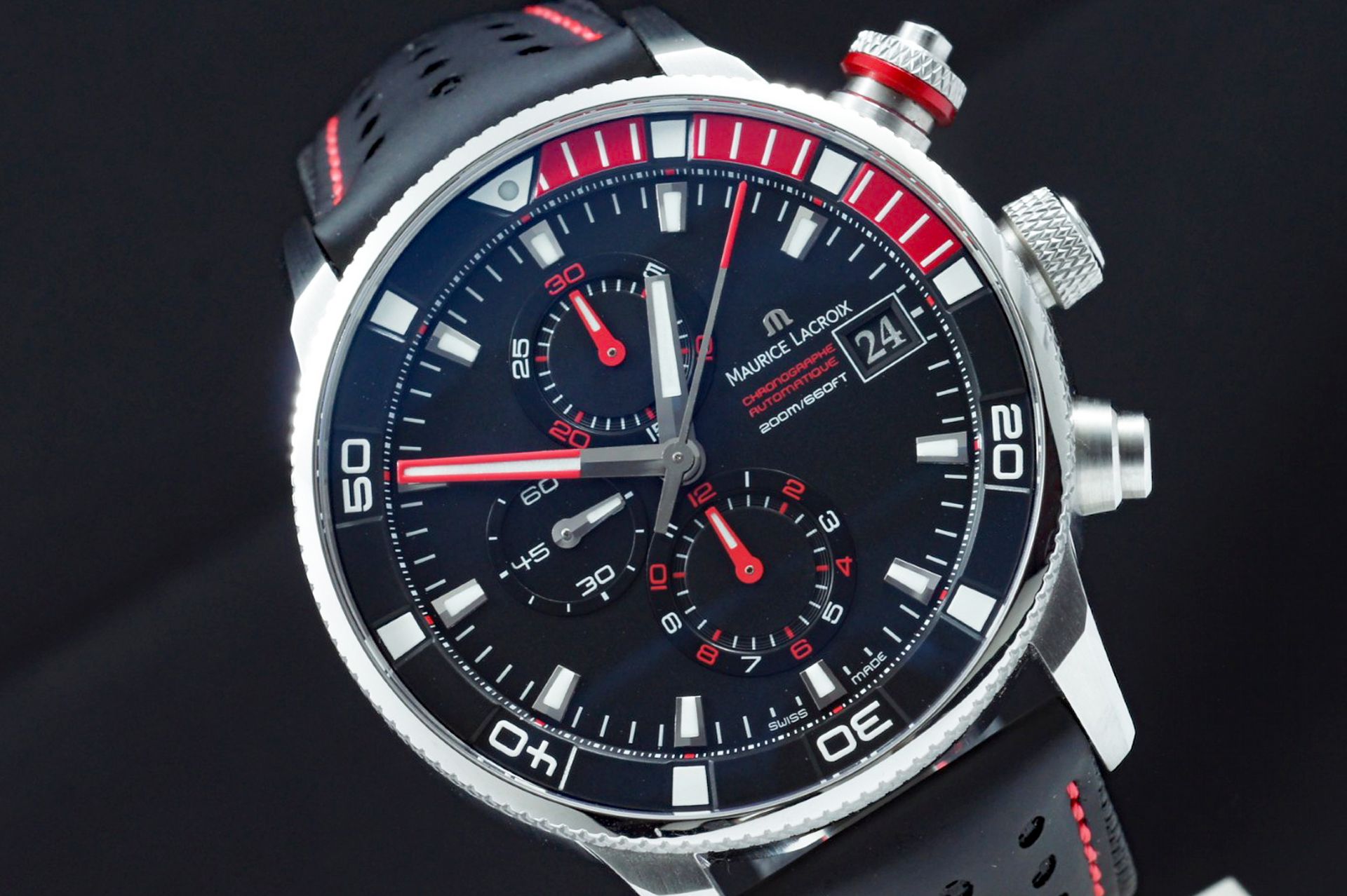 Foto horloge vooraanzicht van een Maurice Lacroix Pontos S Supercharged PT6009-SS001-330