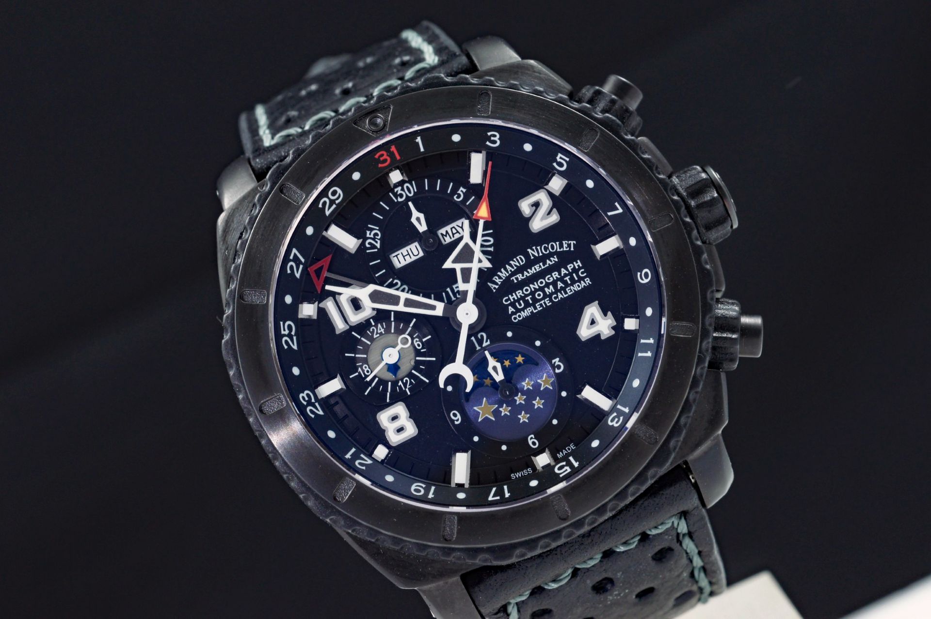 Foto horloge vooraanzicht van een Armand Nicolet S05 Chronograph & Full Calendar T618N-NK-P160NG4