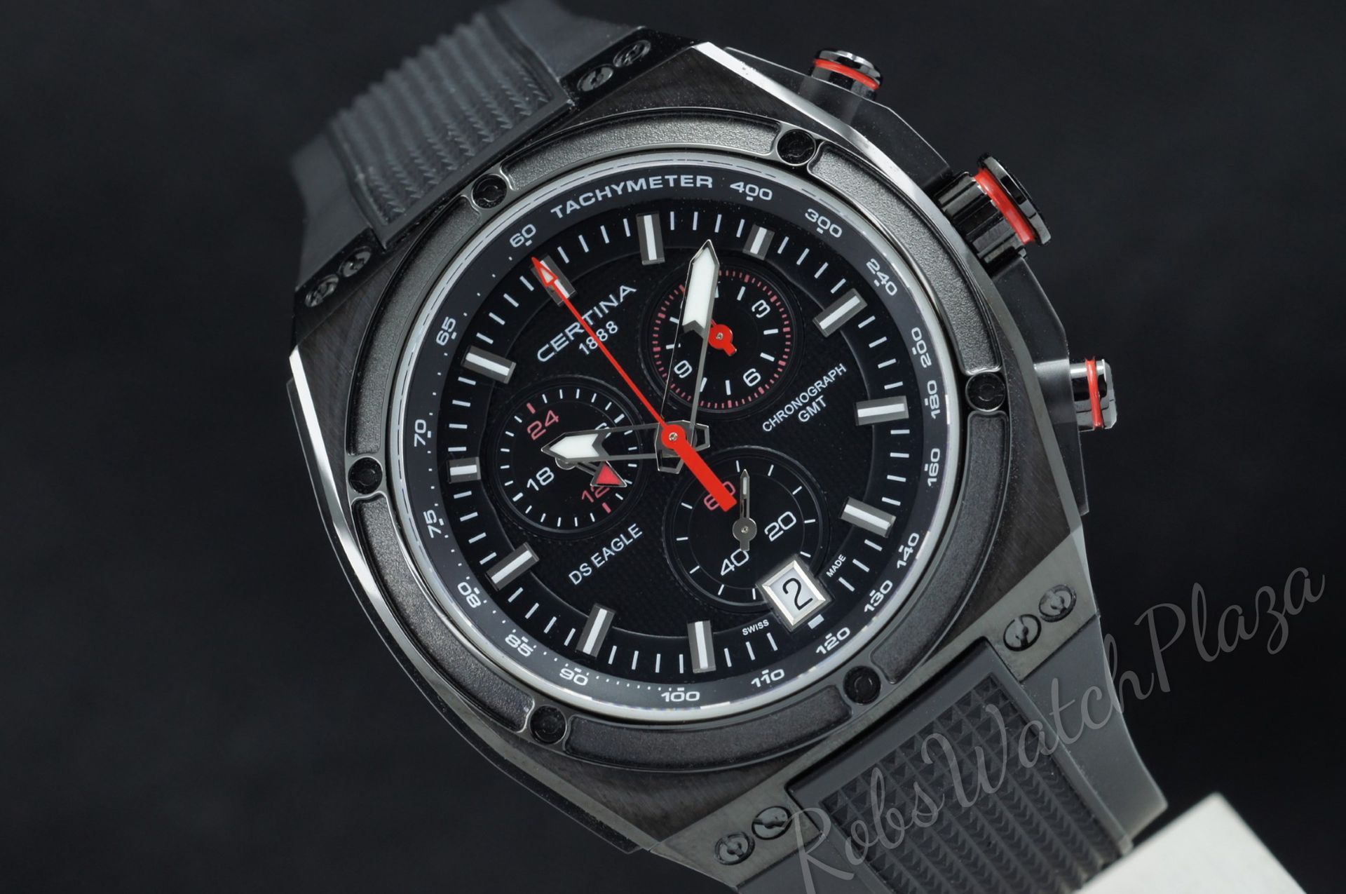 Foto horloge vooraanzicht van een Certina DS Eagle GMT Black PVD C023.739.17.051.00