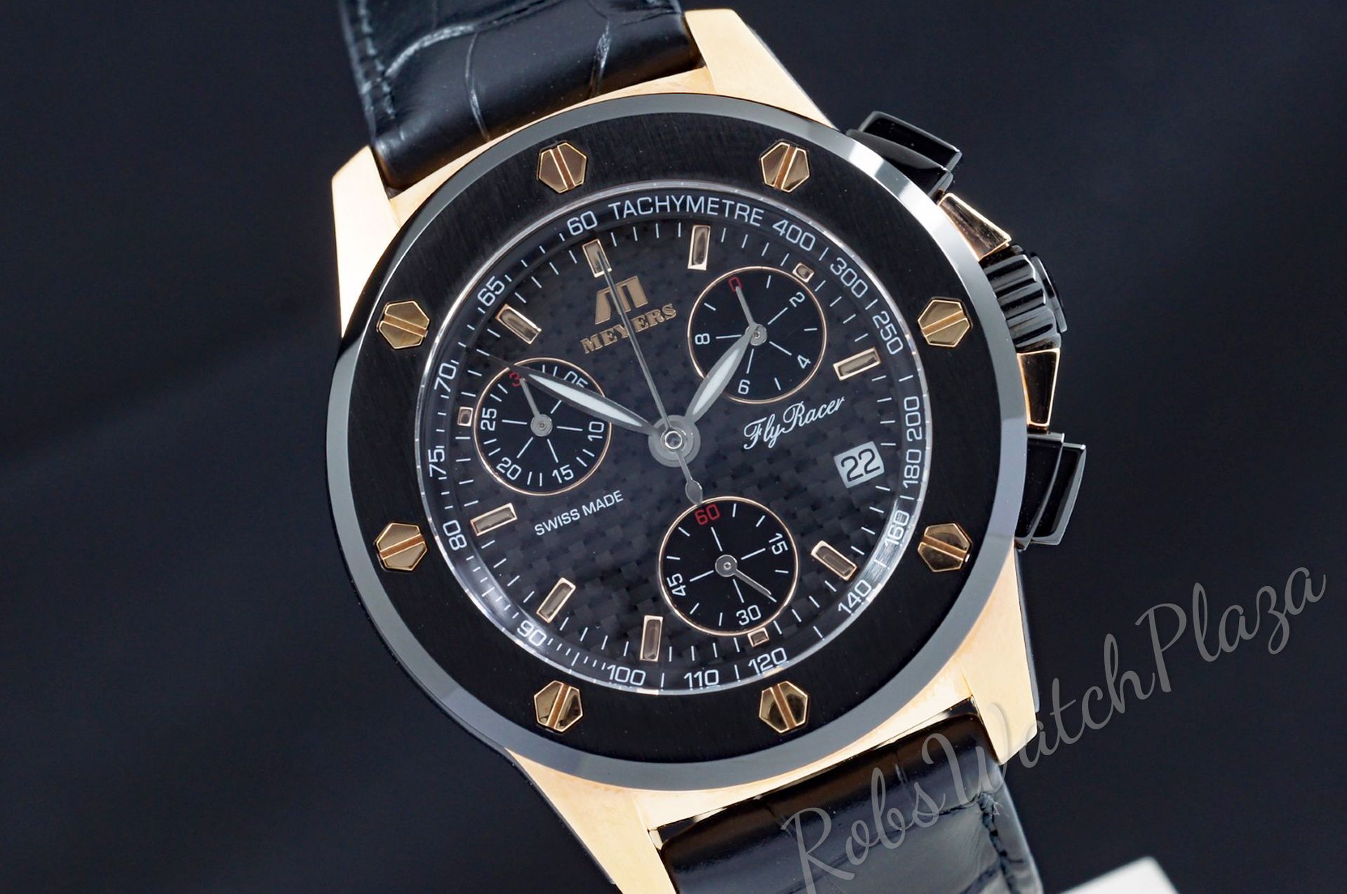 Foto horloge vooraanzicht van een Meyers Fly Racer Chronograph quartz 410xxx