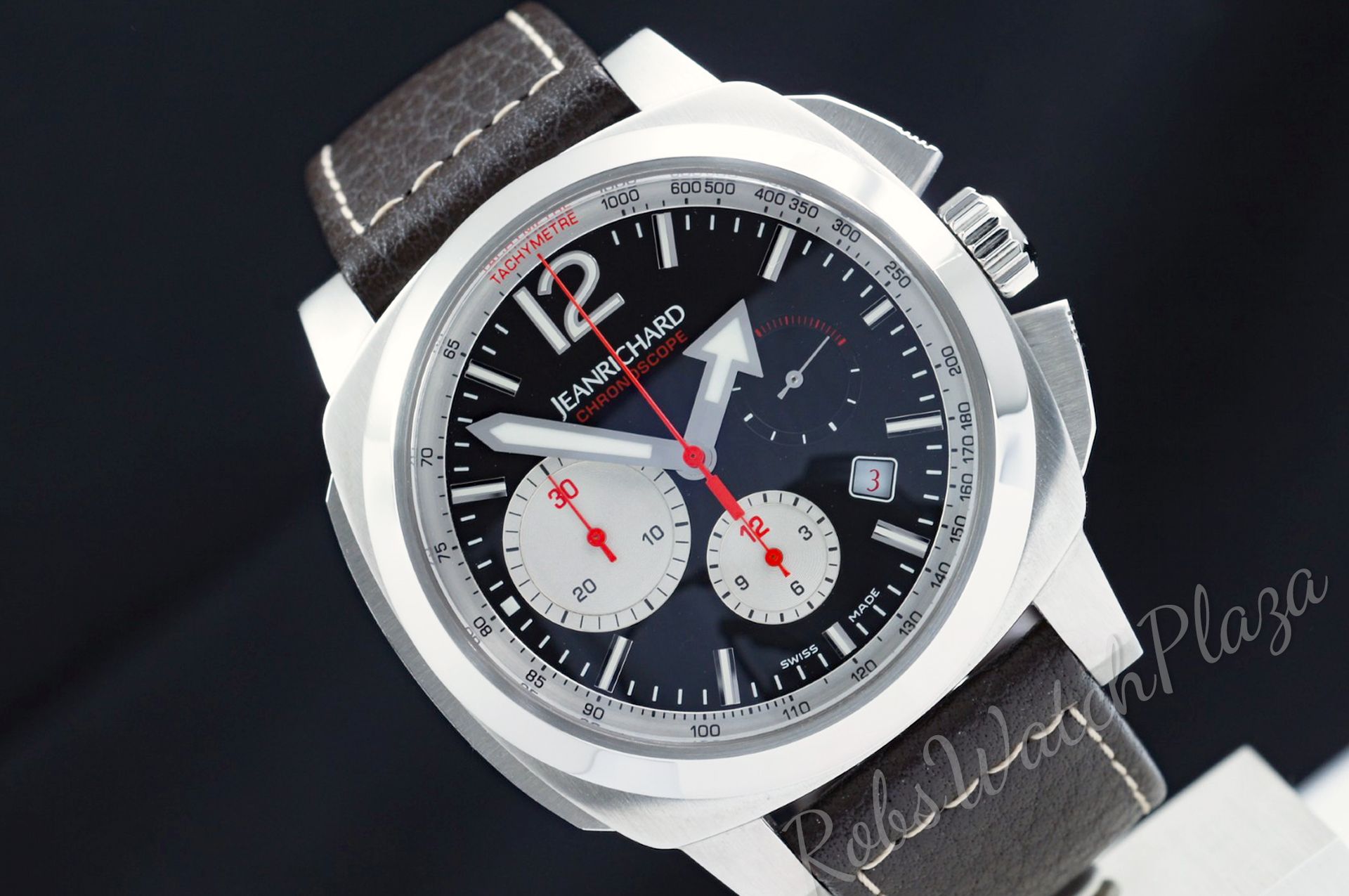 Foto horloge vooraanzicht van een JeanRichard Chronoscope 65120-11-61C-AEBD