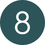 White number 8 inside a dark teal circle on a light background