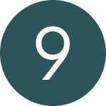White number 9 inside a dark teal circle on a white background