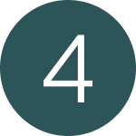 White number 4 centered in a dark teal circle on a white background