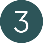 White number 3 inside a dark teal circle