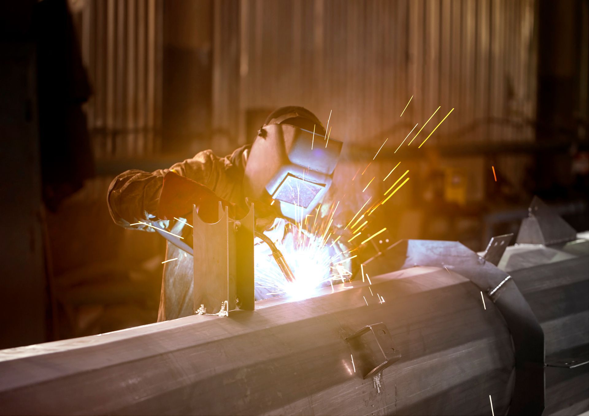 Worker Doing Metal Welding