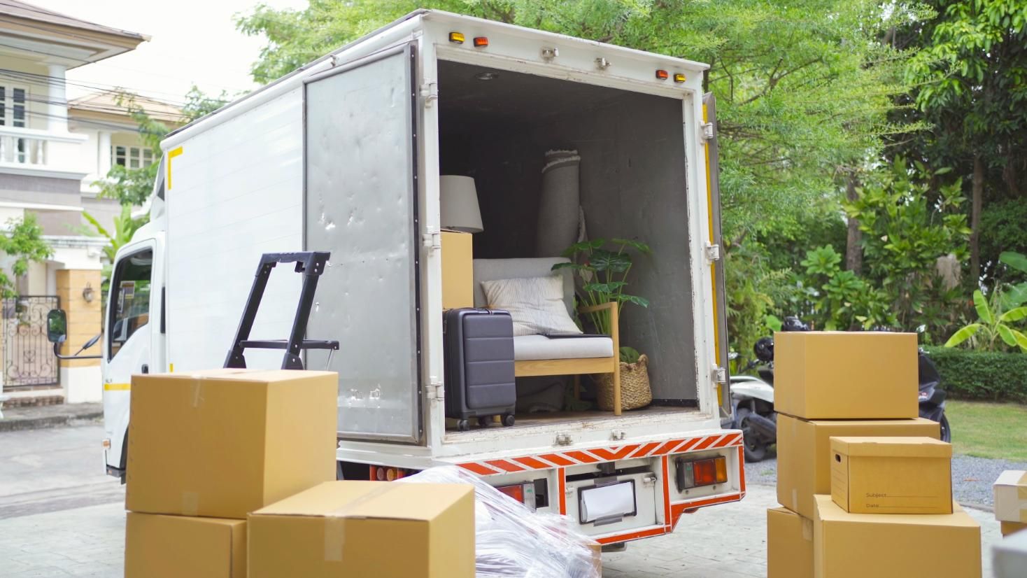 A Moving Truck Filled with Boxes and Furniture — Dunford Removals in Biggenden, QLD