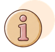 Icône d'information beige avec un « i » minuscule dans un cercle