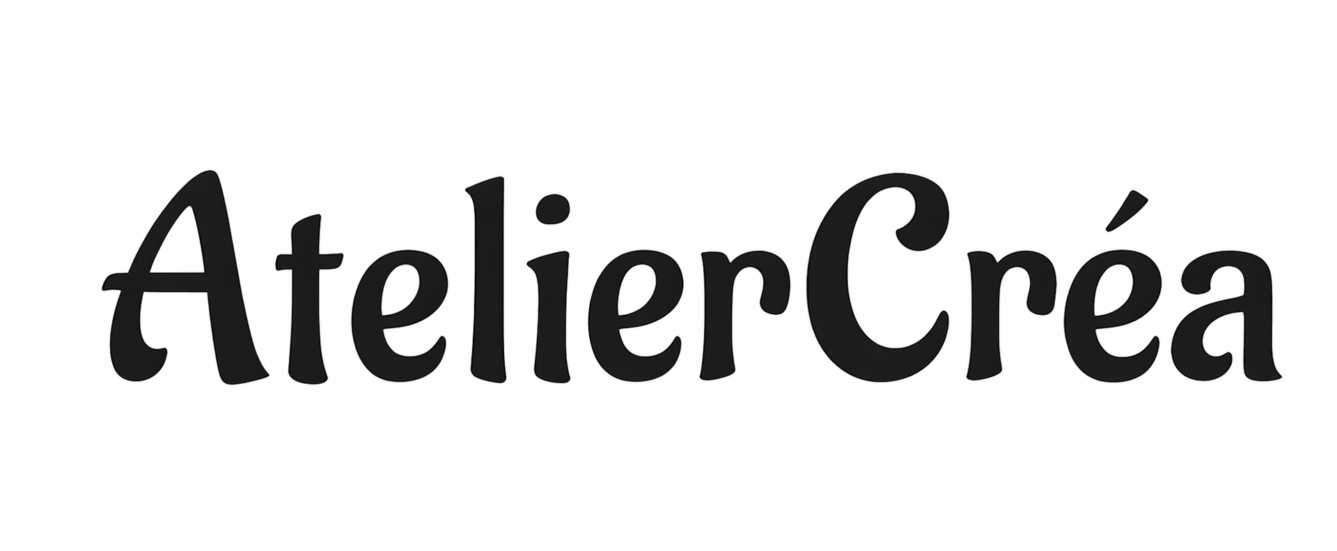 Logo « AtelierCréa » stylisé en noir sur fond blanc