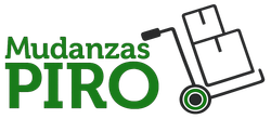Logotipo de Mudanzas PIRO en verde con una carretilla que transporta cajas.