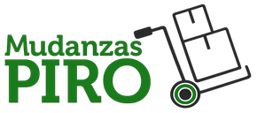 Logotipo de Mudanzas PIRO en verde con una carretilla que transporta cajas.